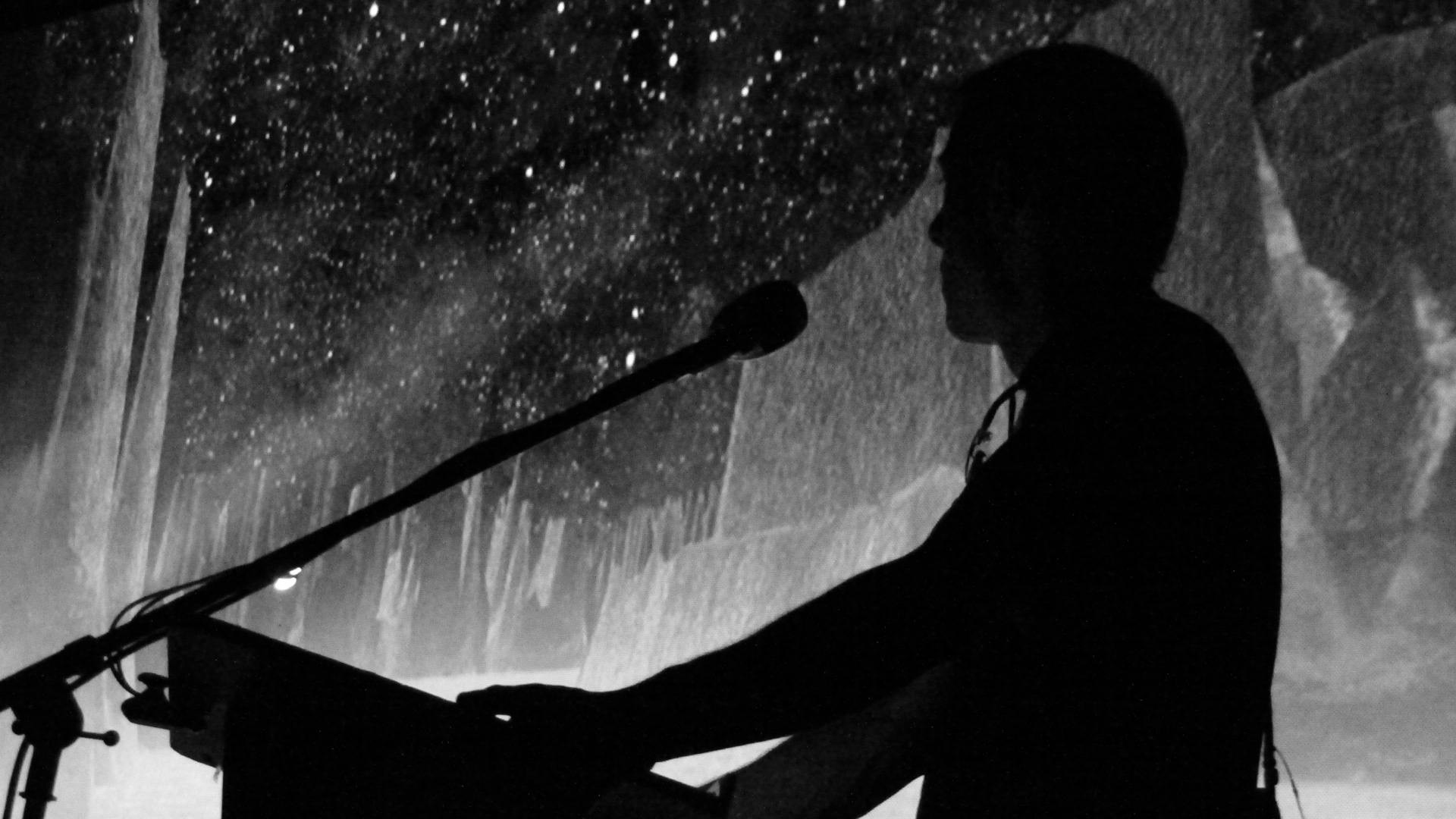 Justin silhouetted against the ice cavern - Cinecenta (Victoria, 2015)